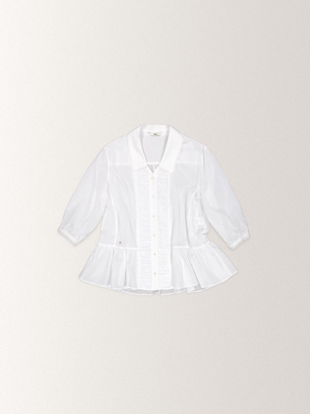 BOHEMIAN SHIRRING BLOUSE [ WHITE ]