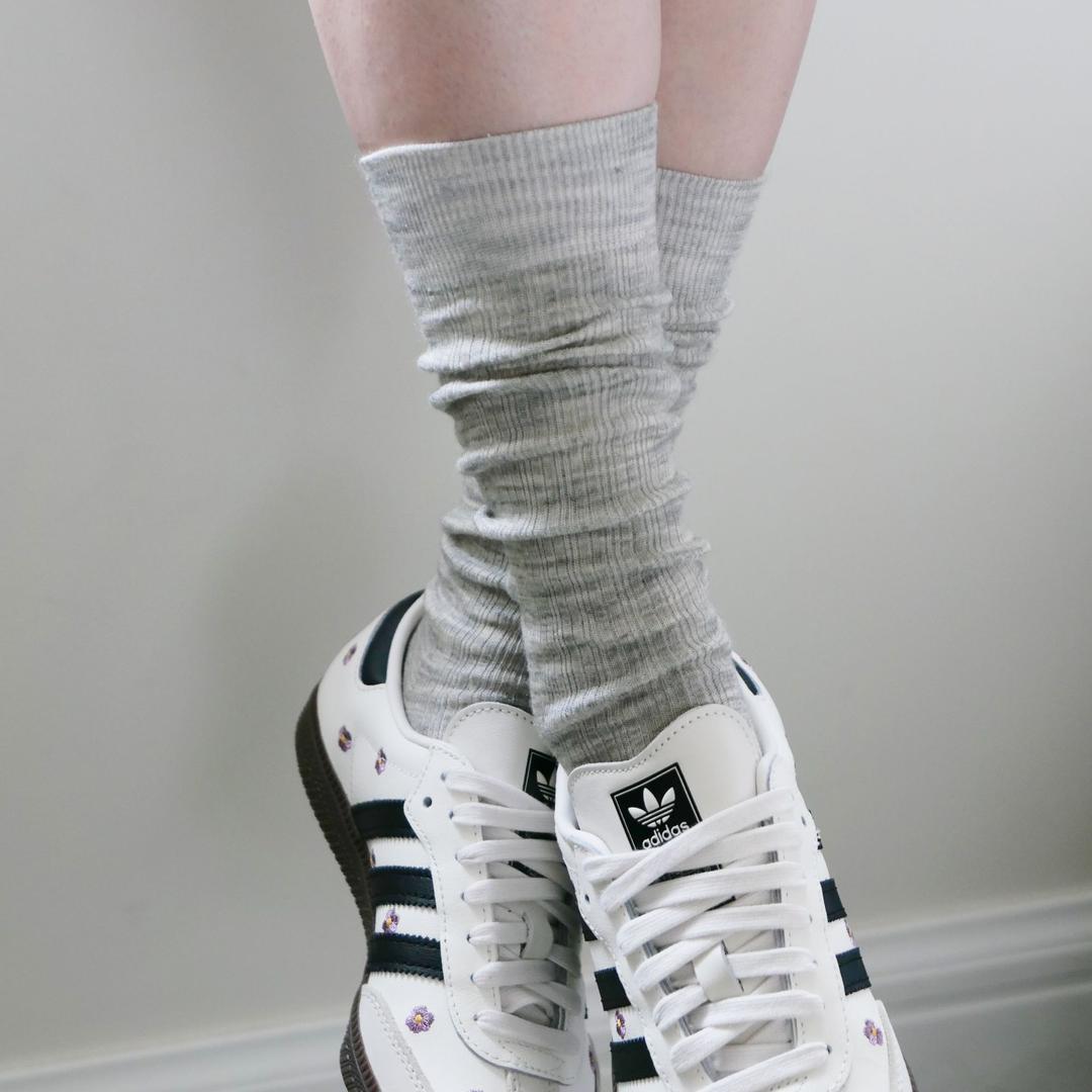 wool loose middle socks - gray melange