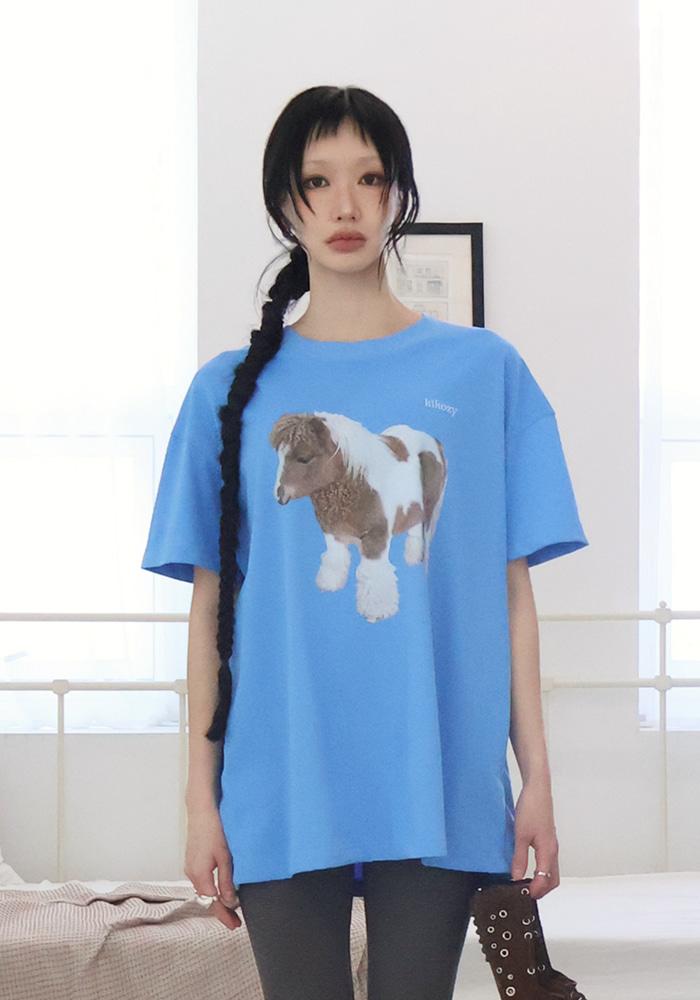 Pony Printing T-shirt_Sky Blue