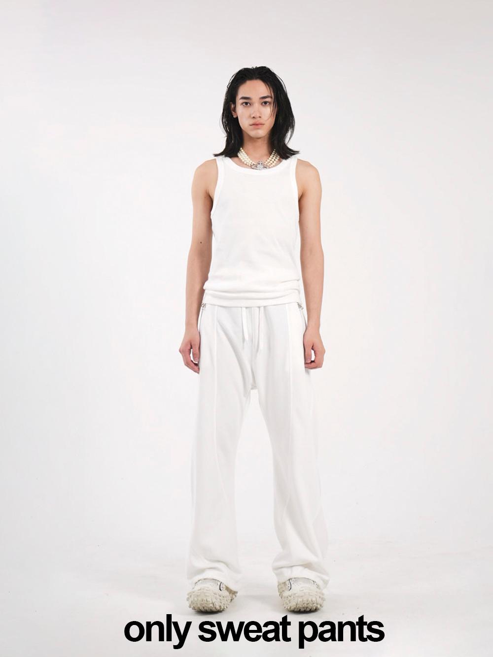 [New version] balloon wide sweat pants white 벌룬 와이드 스웻 팬츠 화이트