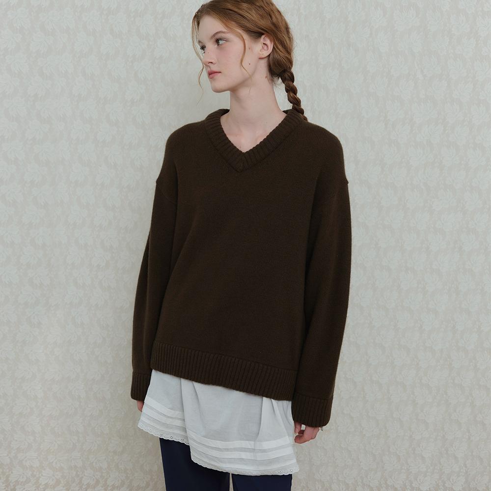 [해수 PICK]90’s V-neck Cashmere Knit - Brown