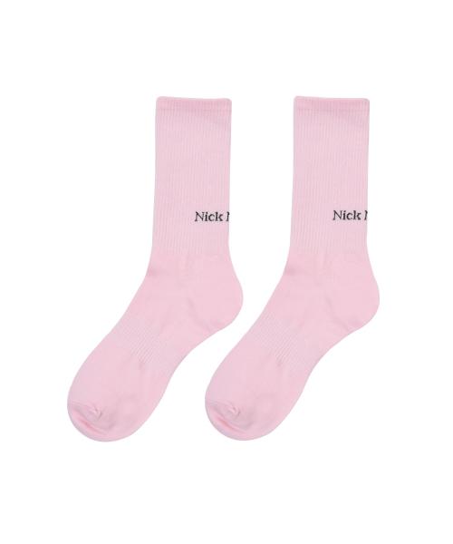 RIBBED NICK NICOLE LOGO SOCKS_PINK