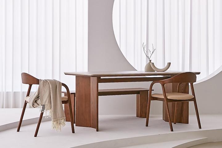 [단독] 미엘 포세린 세라믹 식탁 세트 테이블 6인용 애쉬 원목 1800