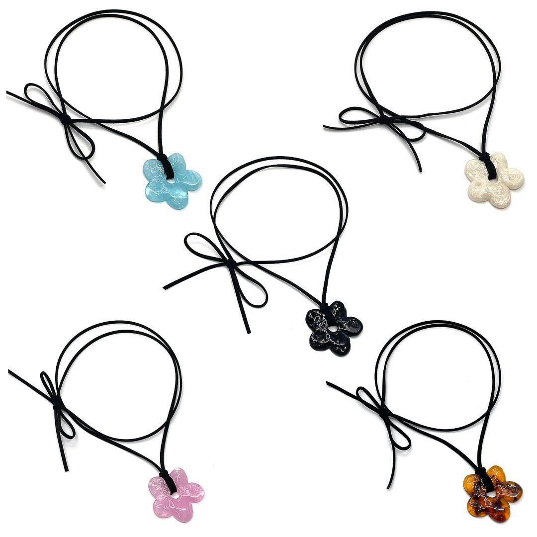 [선물포장] 아크릴 플라워 목걸이 5컬러 택1 (+메세지카드)