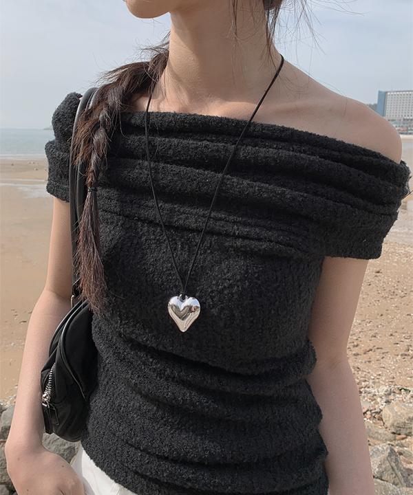 애니원모어 볼드 빅 하트 드롭 목걸이