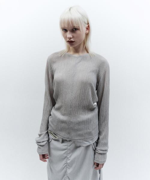 플리츠 롱슬리브 탑 GREY