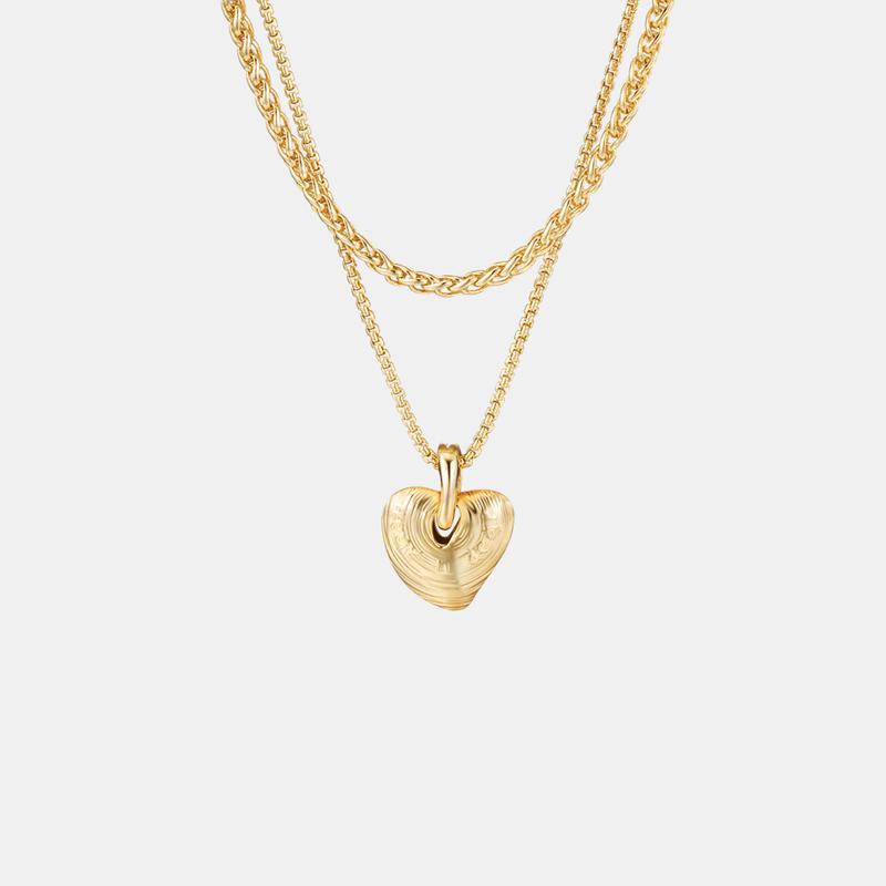 하트 시그니처 볼륨 투라인 라지 목걸이