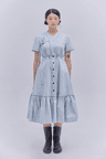 [9월말 예약배송] 영채 데님 한복드레스 - Ice blue