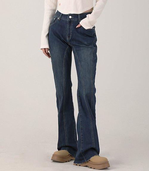 Thin Bootscut Pants BLUE