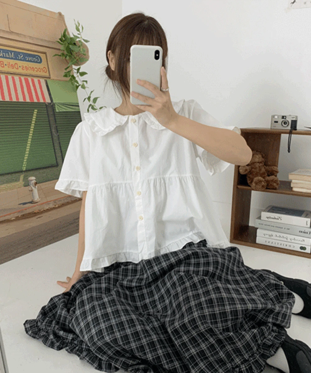 스티 프릴 카라 블라우스