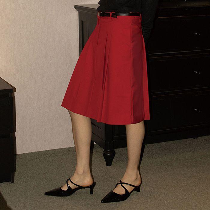VIVID PLEATS SKIRT (TOMATO)