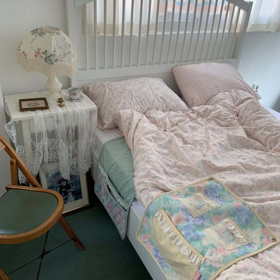 powder pink floral bedding