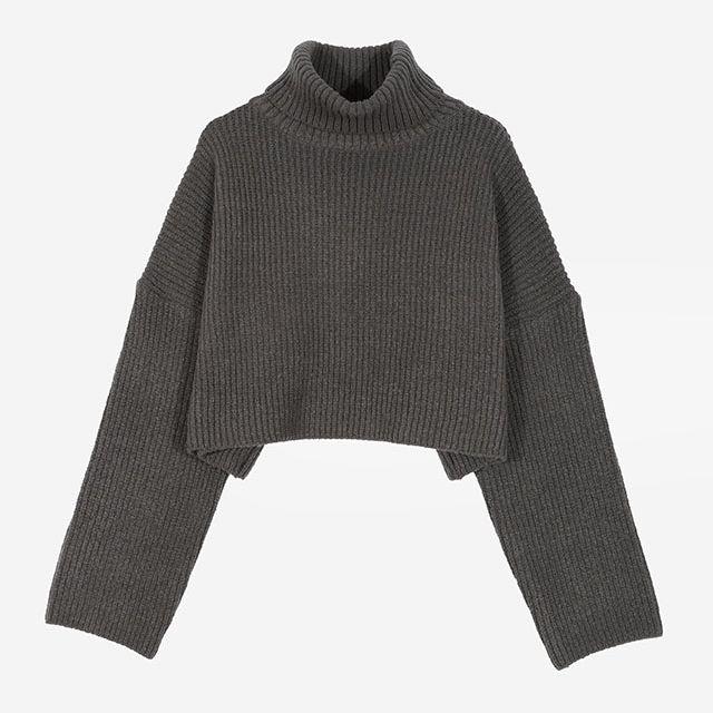 WOOL CROP TURTLENECK KINT SWEATER 울 크롭 터틀 니트 스웨터
