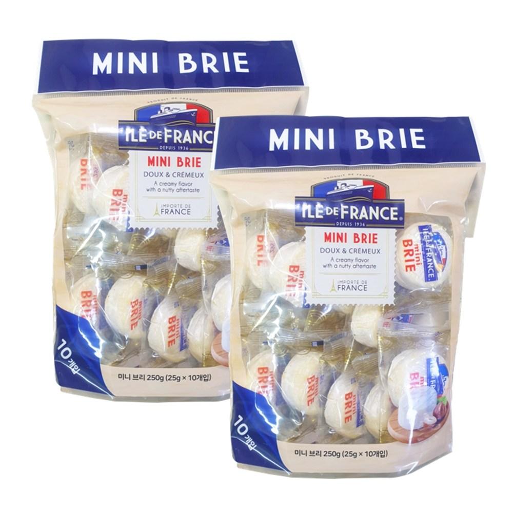 코스트코 일드 프랑스 미니 브리 치즈 250g (25gx10개입), 250g, 2세트