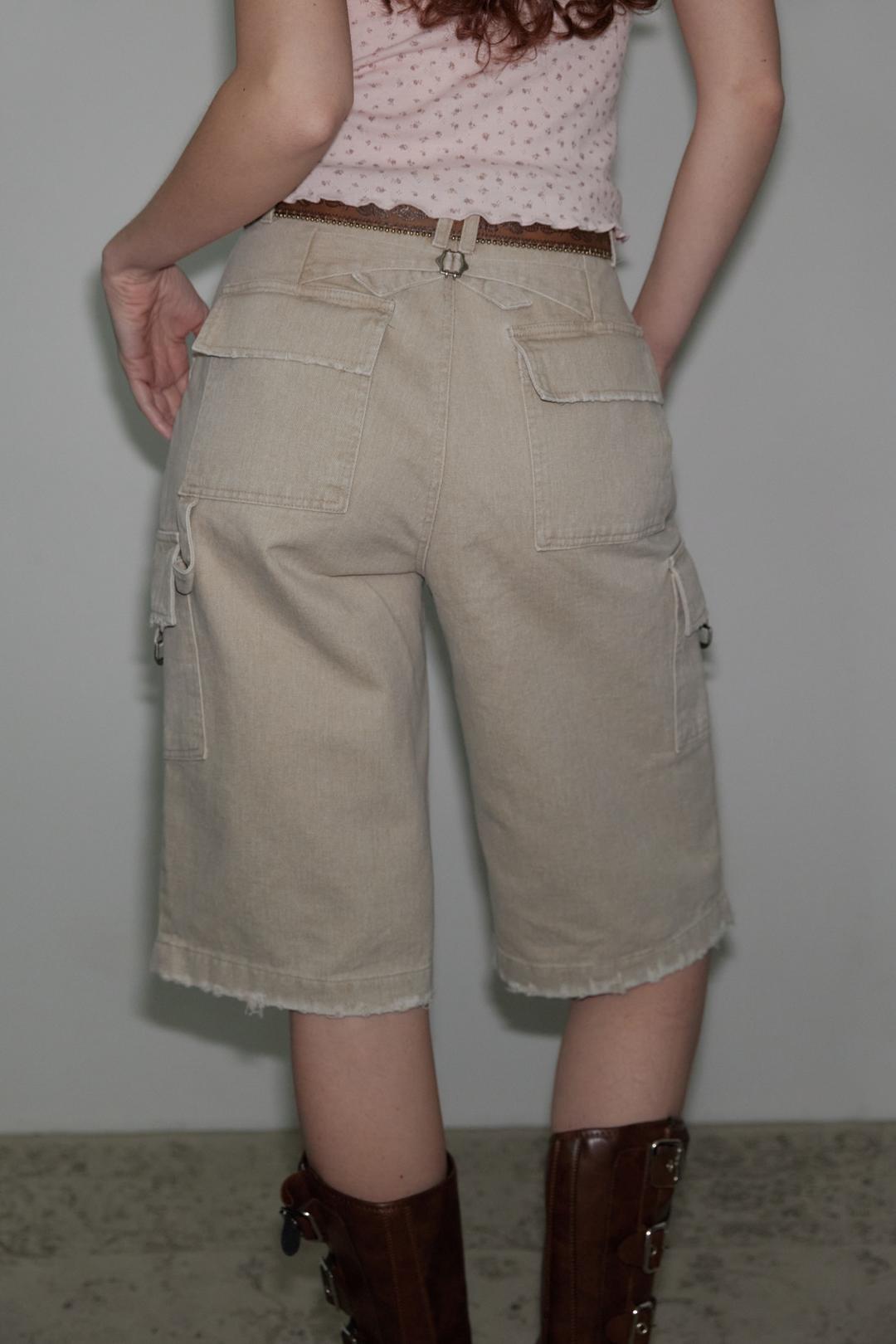 Washed Cargo Bermuda Pants