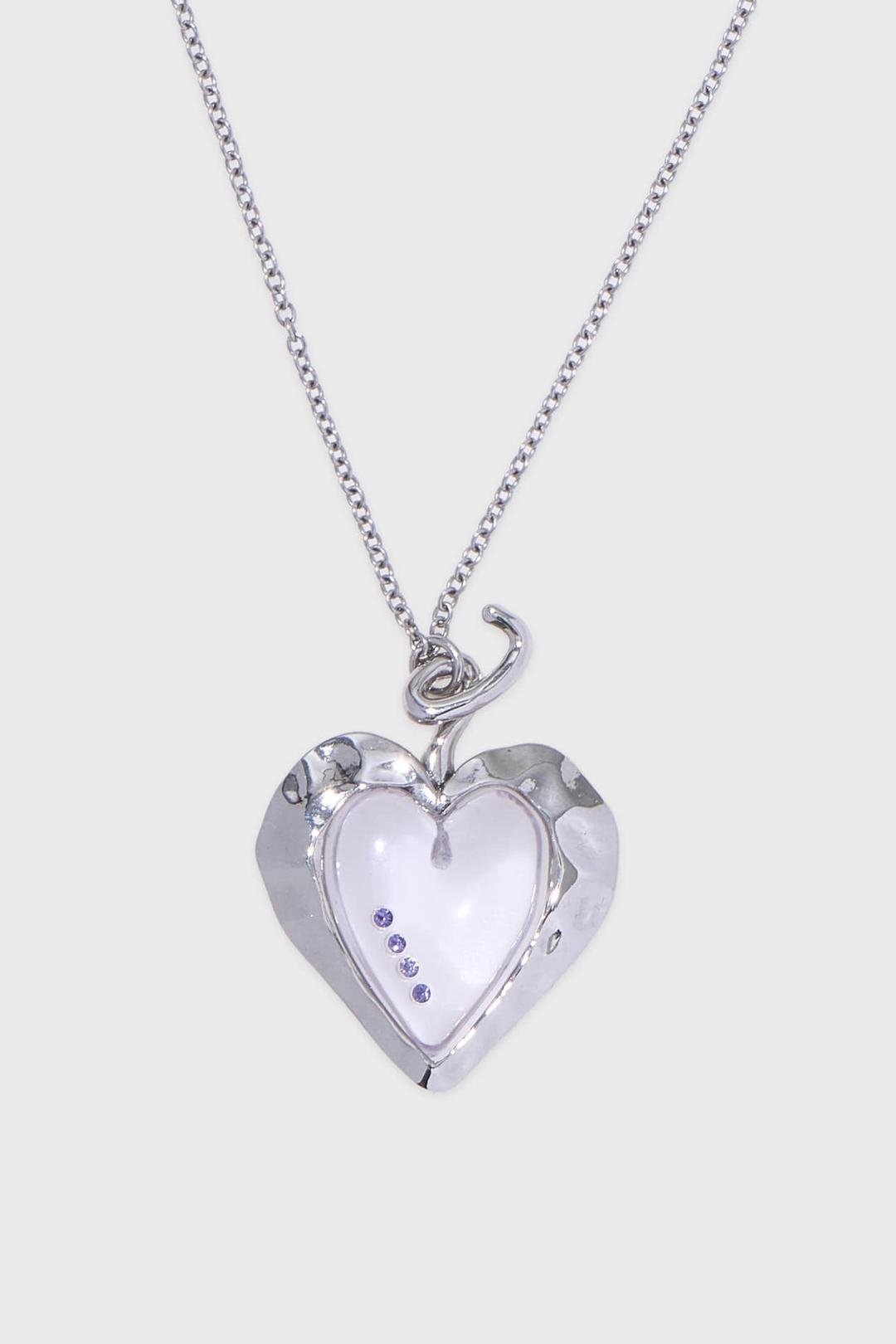 Clear Heart Necklace (Silver)