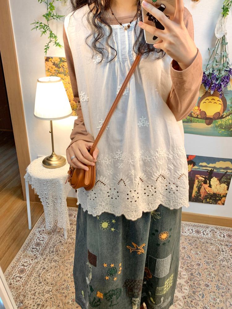Pintuck flower sleeveless ( 3 color )