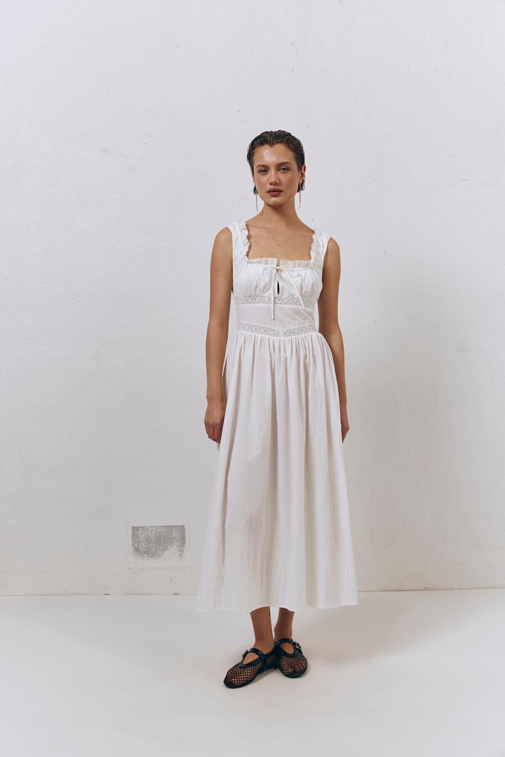 French Silhouette Midi Dress White - 4