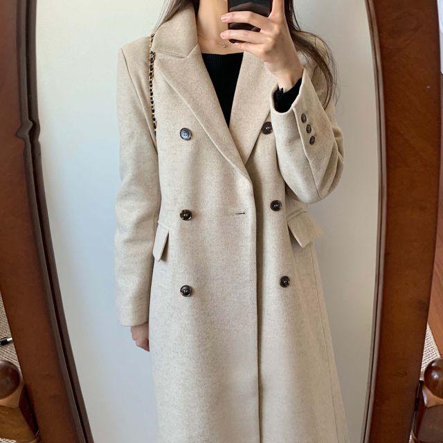 [안감누빔/울함유] 겨울 소매버튼 울 롱 코트 2온스 누빔 _미우블랑