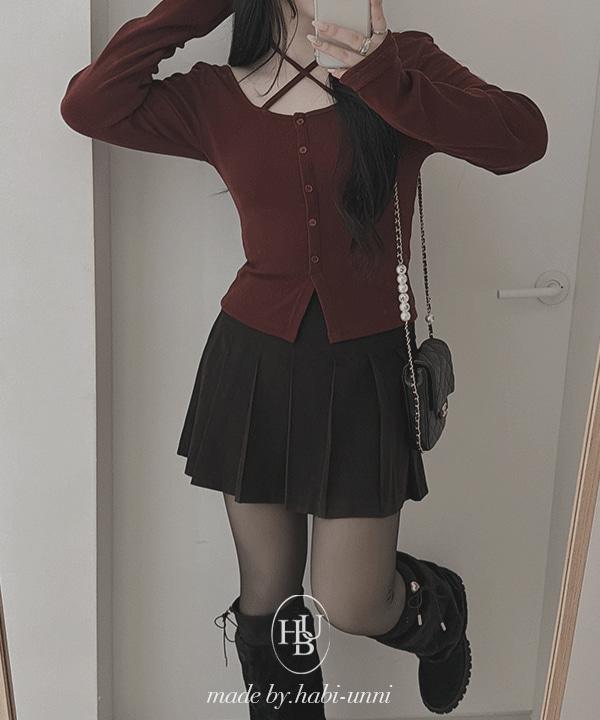 MADE #14000 초커 투웨이 홀터넥 슬림핏 골지 긴팔 티셔츠 : 5color