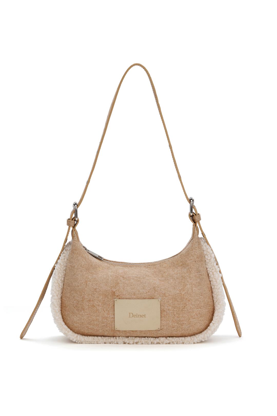 FAUX SUEDE FUR MINI SHOULDER BAG IN BEIGE