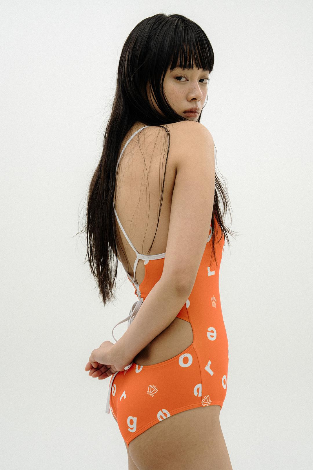 SPELLING STRAP SWIMSUIT_ORANGE