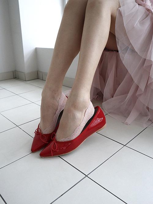 stiletto ribbon flat shoes, 4color