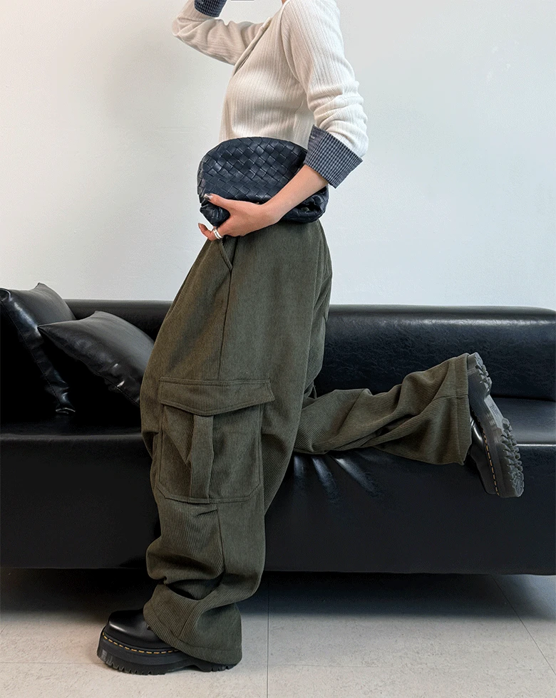 마렌드 기모 코듀로이 카고 팬츠
