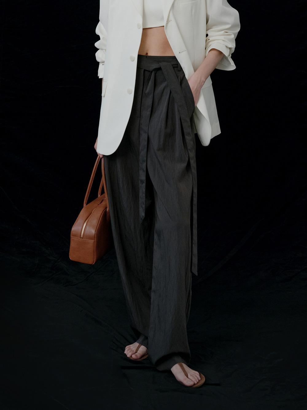 Tuck&Tie Pants (moss charcoal)