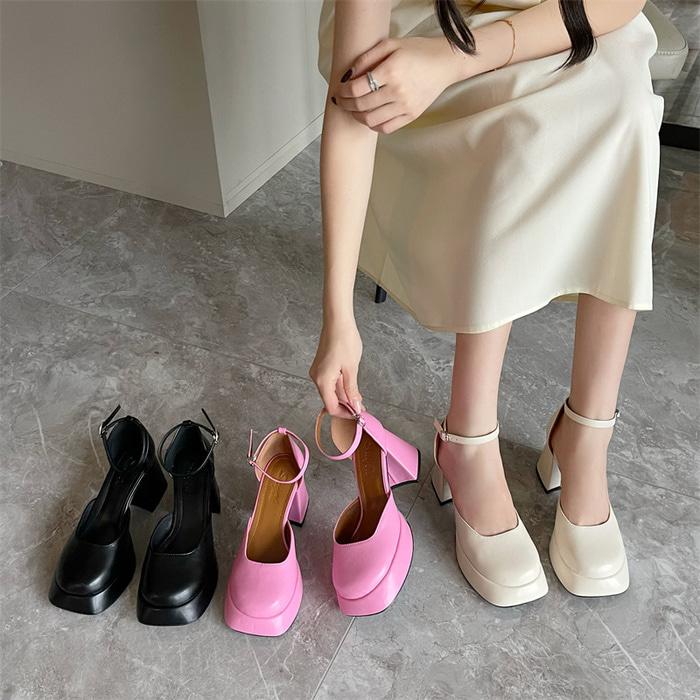 플랫폼 발목버클 사이드오픈 스트랩샌들힐 여성 패션 봄 여름 메리제인 하이힐