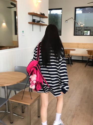 스트라이프 카라 티셔츠 (그레이/네이비/블랙)