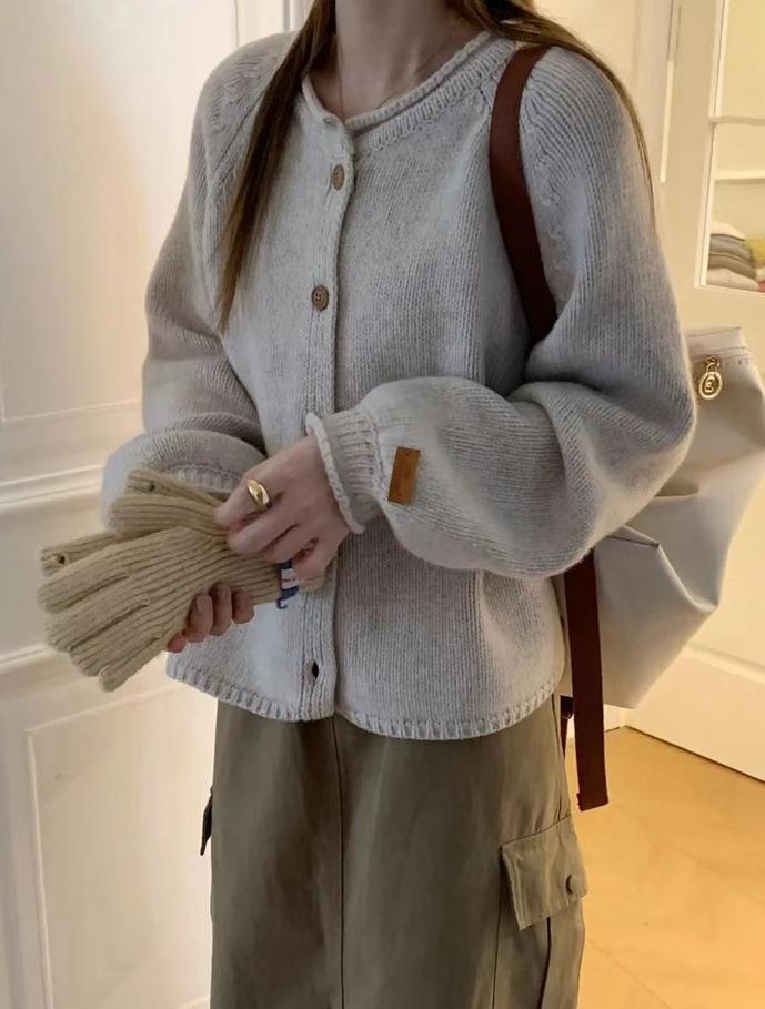 크루넥 플레인 가디건(5컬러)