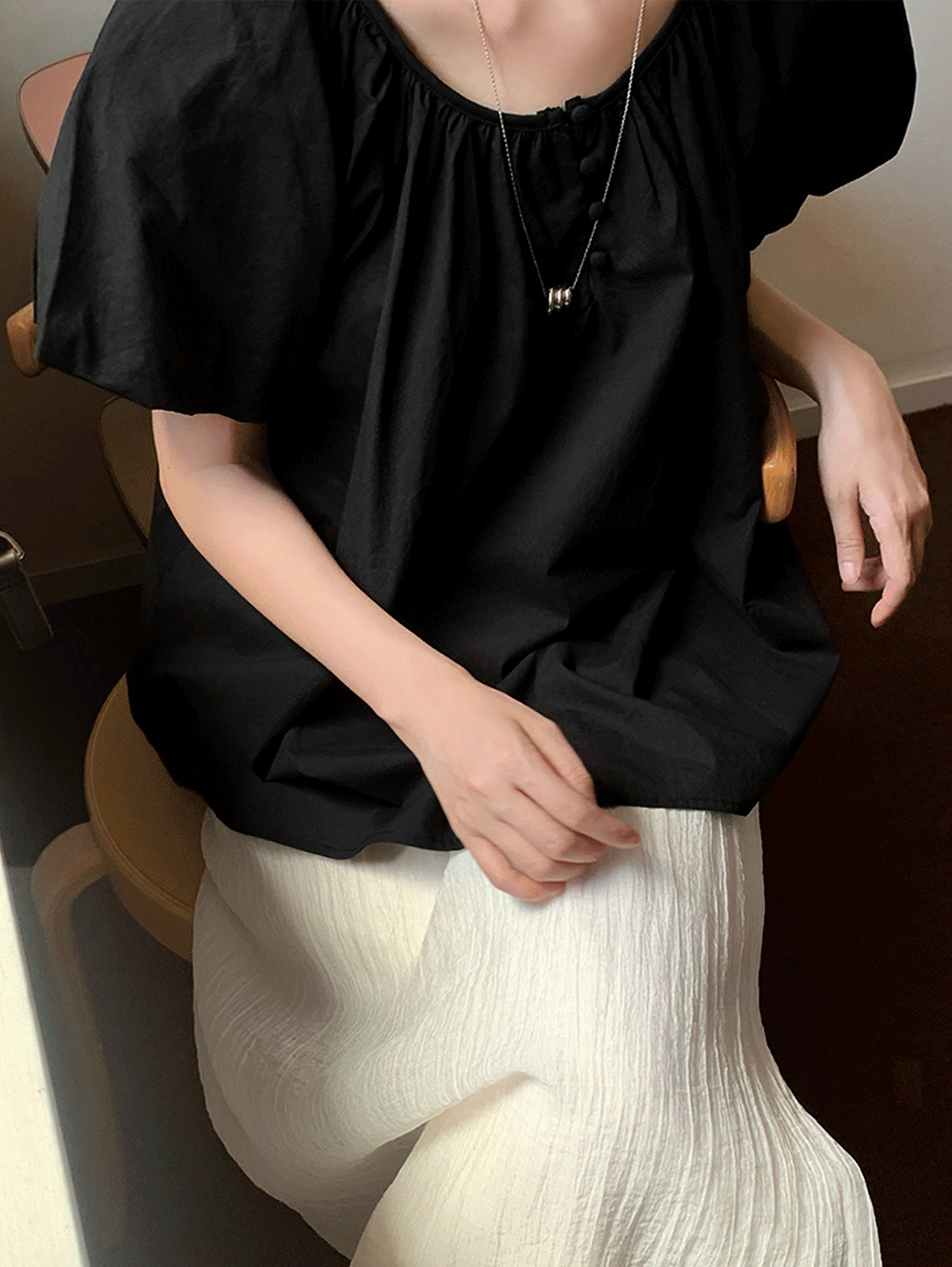 pure puff blouse (2color)