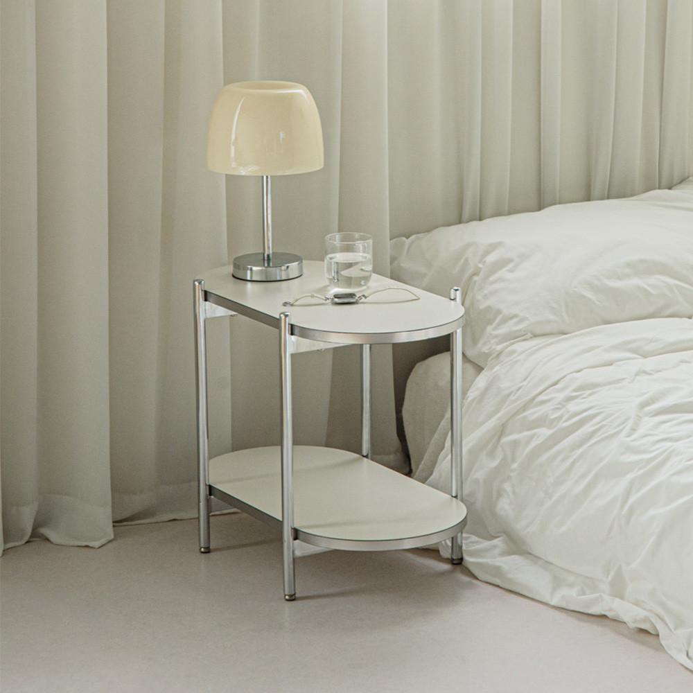 고트 미드센추리모던 철제 수납 라운드 2단 선반 600