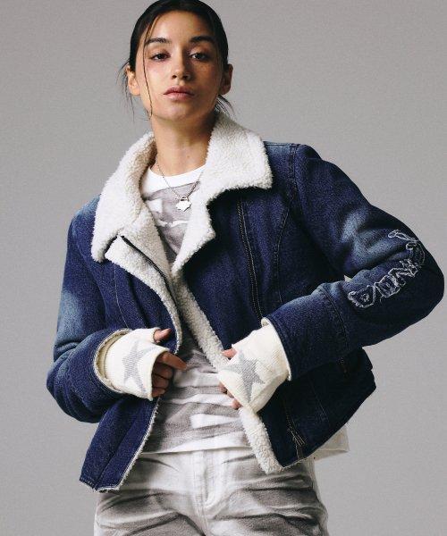 DENIM SHEARLING JACKET BLUE
