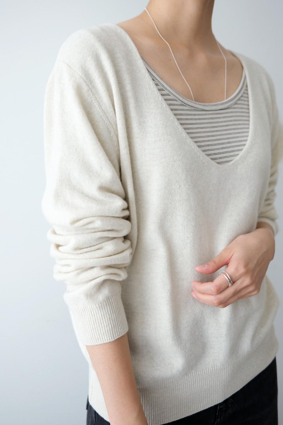 Deep v neck soft wool knit (2col)