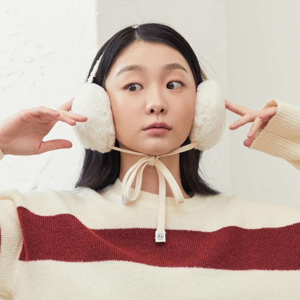 tweed trimmed earmuffs - ivory