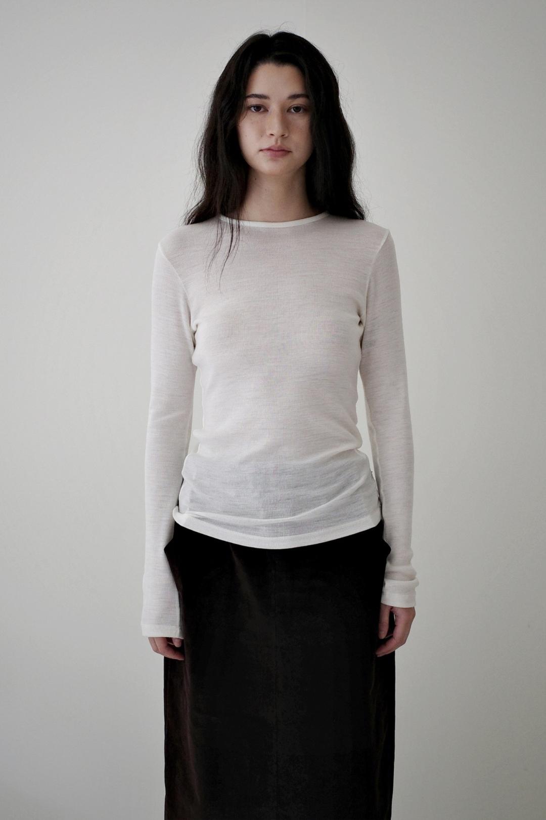 Wool ribbed top, Ivory