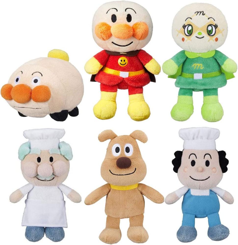 호빵맨 인형 6종 세트 잼아저씨 버터누나 치즈 메론빵맨 호빵맨카 일본 정품