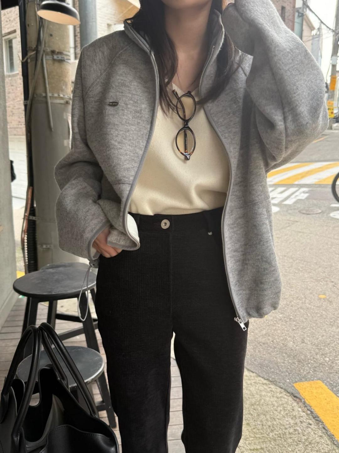 샵보애 bronze 브론즈 러빗 밍크 스트링 하이넥 집업 점퍼 (2col)