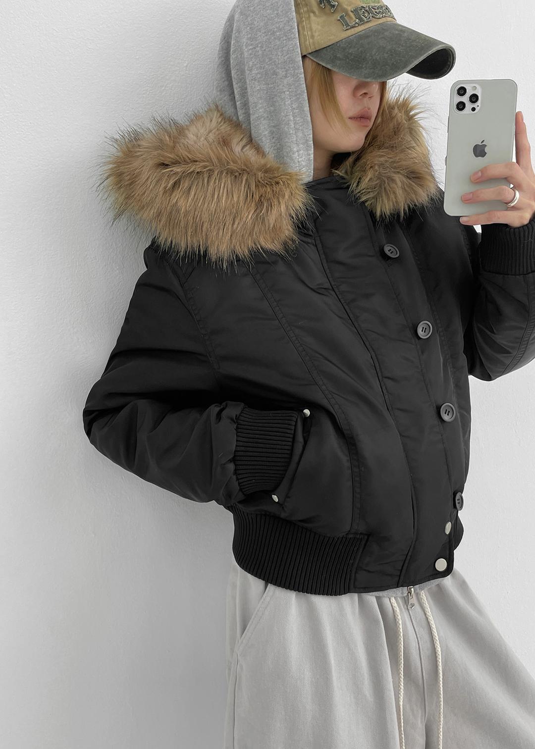 블랙업 [MADE] 포닐 퍼트리밍 후드 점퍼