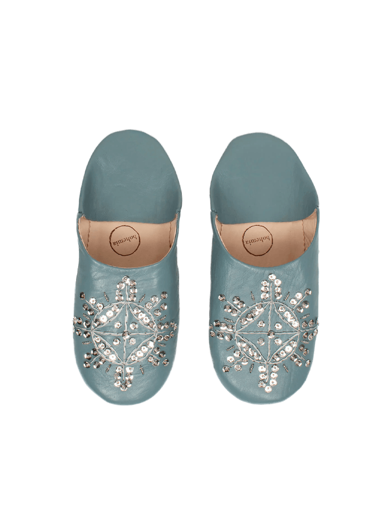[Pre-Order] Moroccan Basic Slippers Blue Grey Spangle