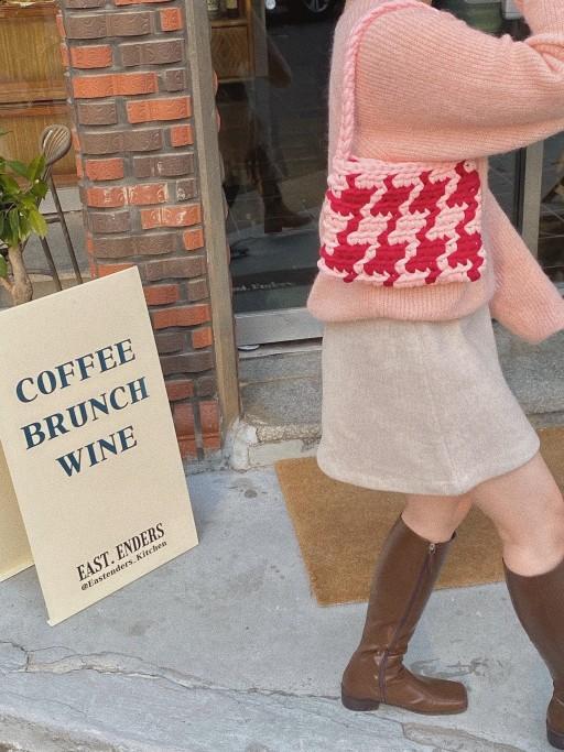 🖤 뜨개 통통하운드체크가방 🖤