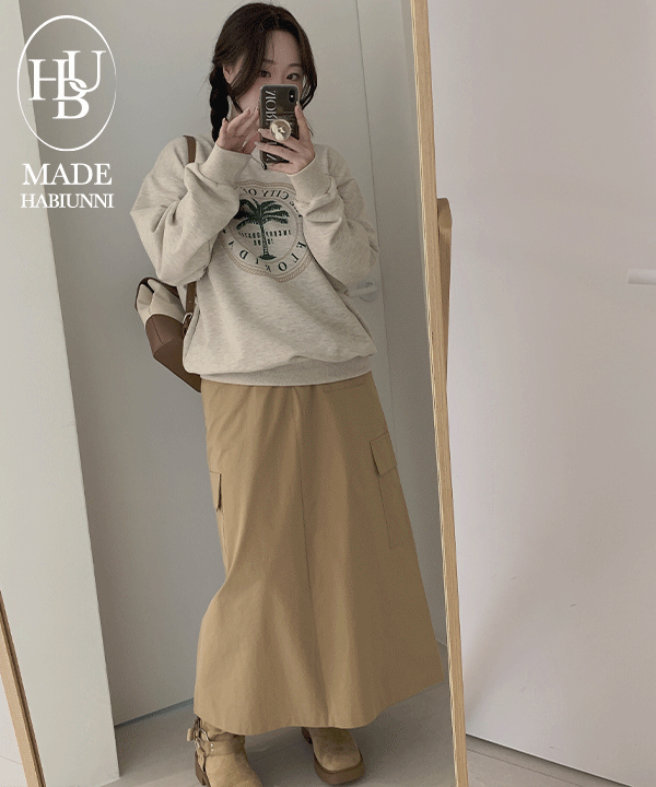 [🚚당일발송] #MADE, 11240 슬릿 카고 아메카지 포켓 맥시 롱스커트 : 4color / S~2XL