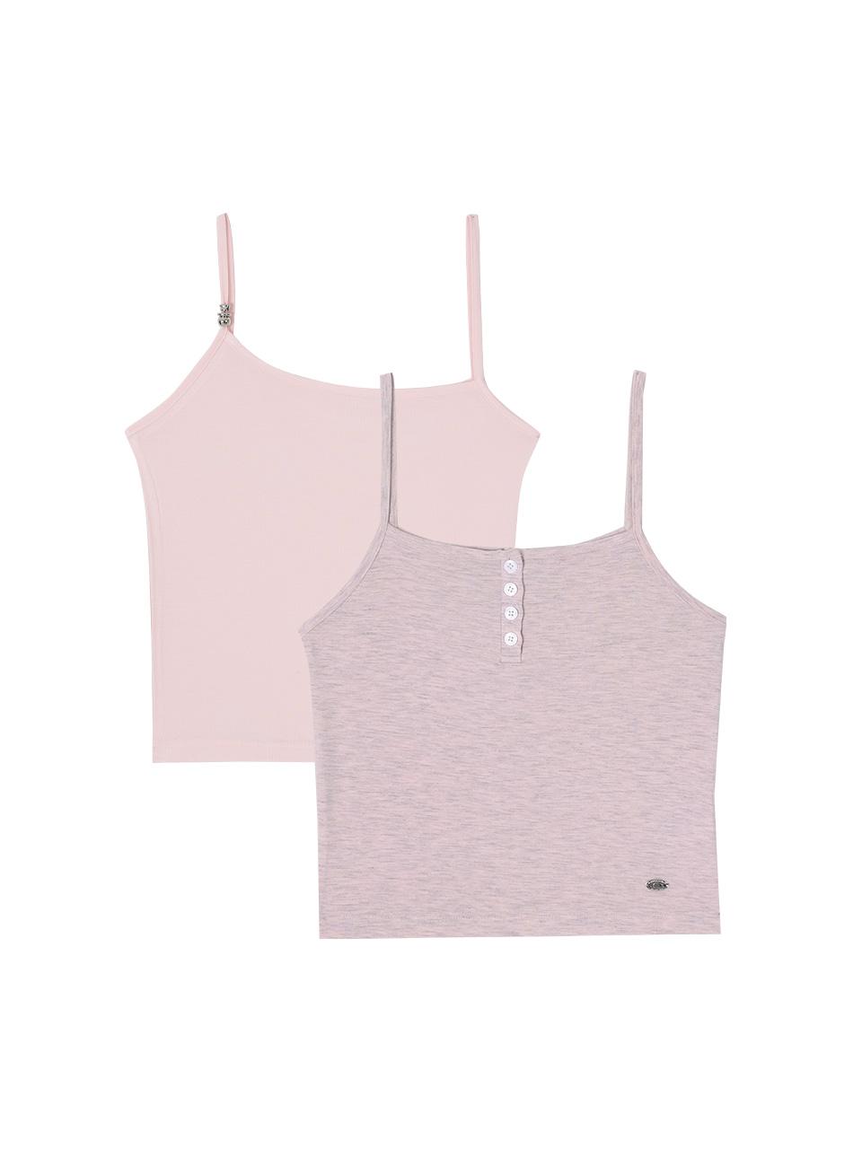 METAL STRAP SLEEVELESS SET_PINK