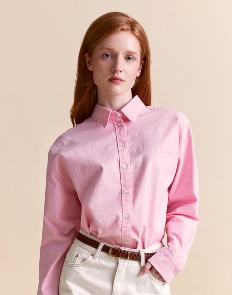 헤지스 여성 라이트핑크 옥스포드 루즈핏 셔츠 HSSH3C7C6P1