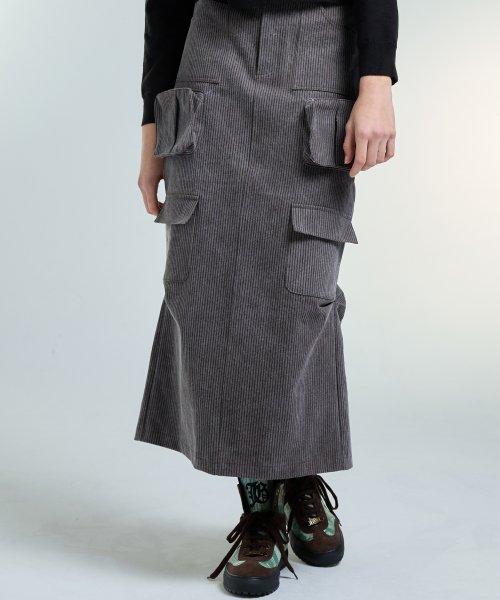 AM CARGO LONG SKIRT(BROWN)