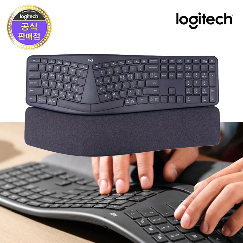 로지텍코리아 정품 블루투스 무선 키보드 ERGO K860 인체공학 손목보호 업무용 노트북
