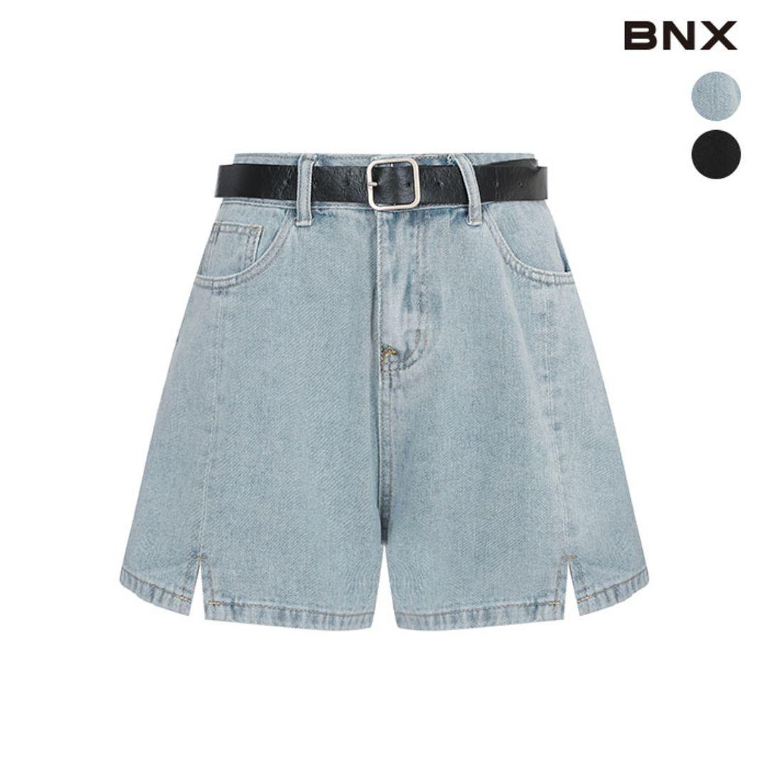 [BNX] 여성 벨트 절개 데님 숏 팬츠