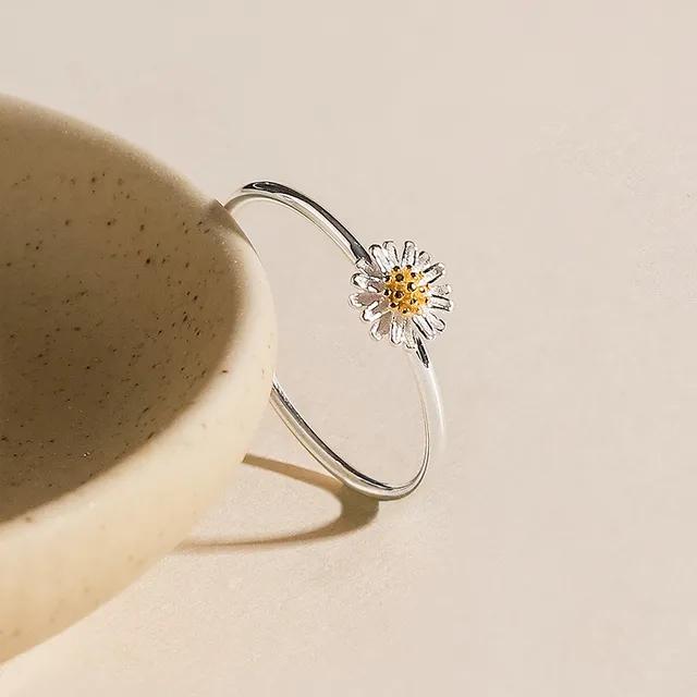 [당일] 실버925 미니 옐로우 데이지 플라워 민자 은 반지